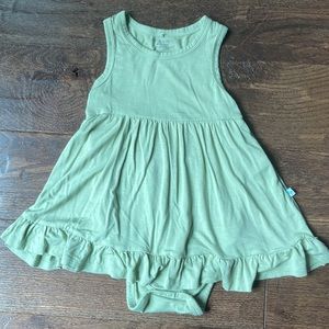 BAMBOO Posh Peanut Cactus Green Racerback Ruffled Bodysuit Dress